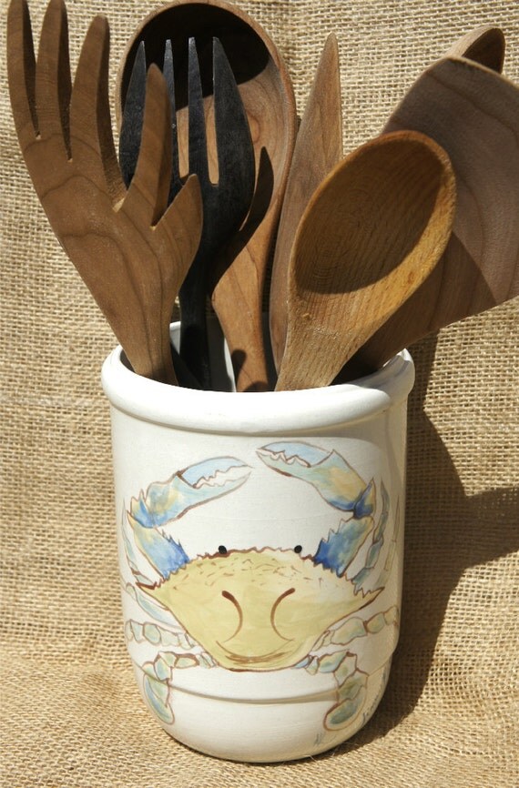 Spoon Crock with Blue Crab