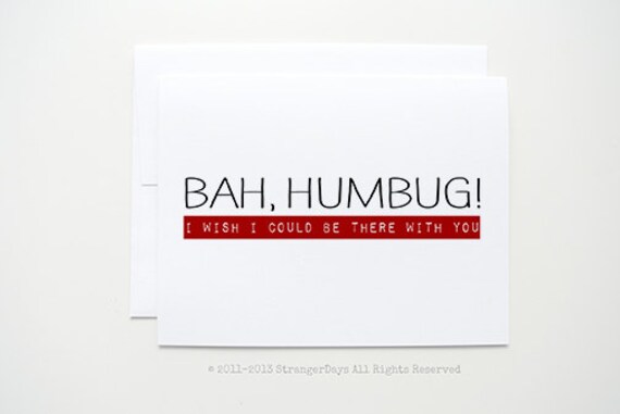 Anti Christmas Card Bah humbug holiday Card.