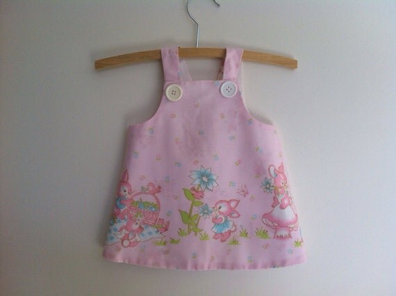 Items similar to Baby pink infants pinny, size 3 - 6 months, 00 ...