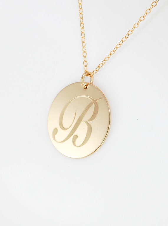 custom engraved monogram 14 gold filled pendant necklace custom engraved monogram 14 gold filled pendant necklace