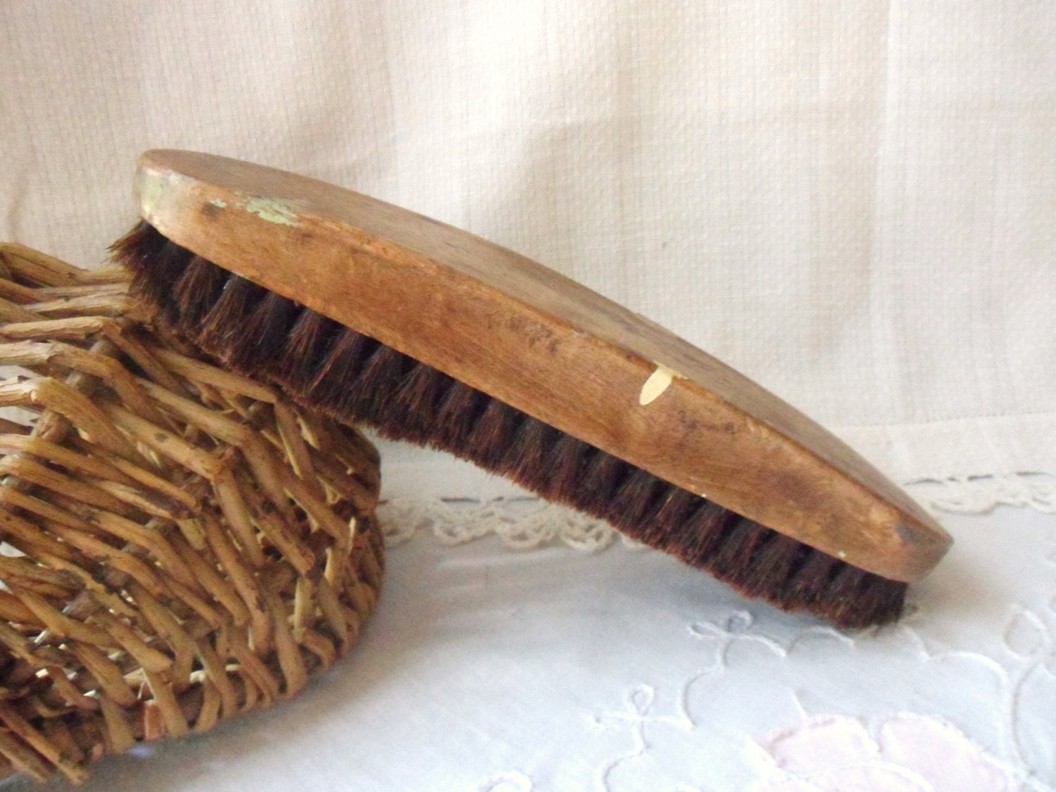 Antique Clothes Brush 30's Horse Hair Lint Brush