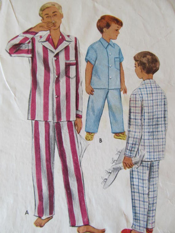 It's Pajama Time Boys two piece pajama pattern 1940's