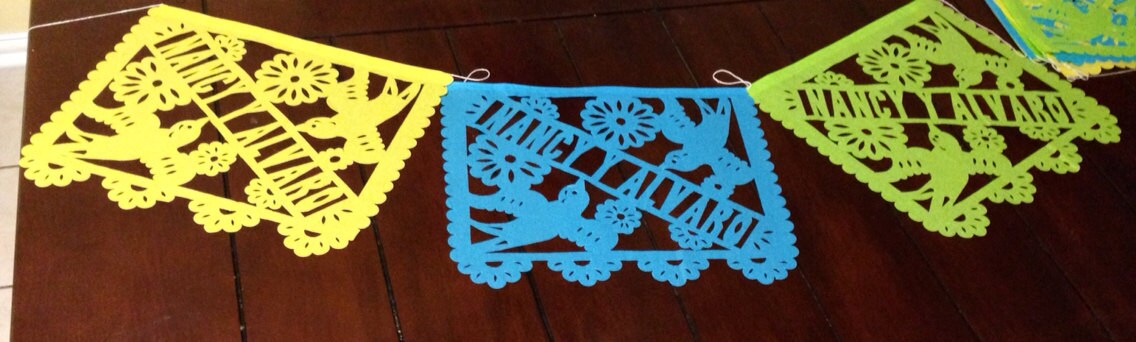 Personalized Papel Picado Wedding Banner Bride And Groom 9041