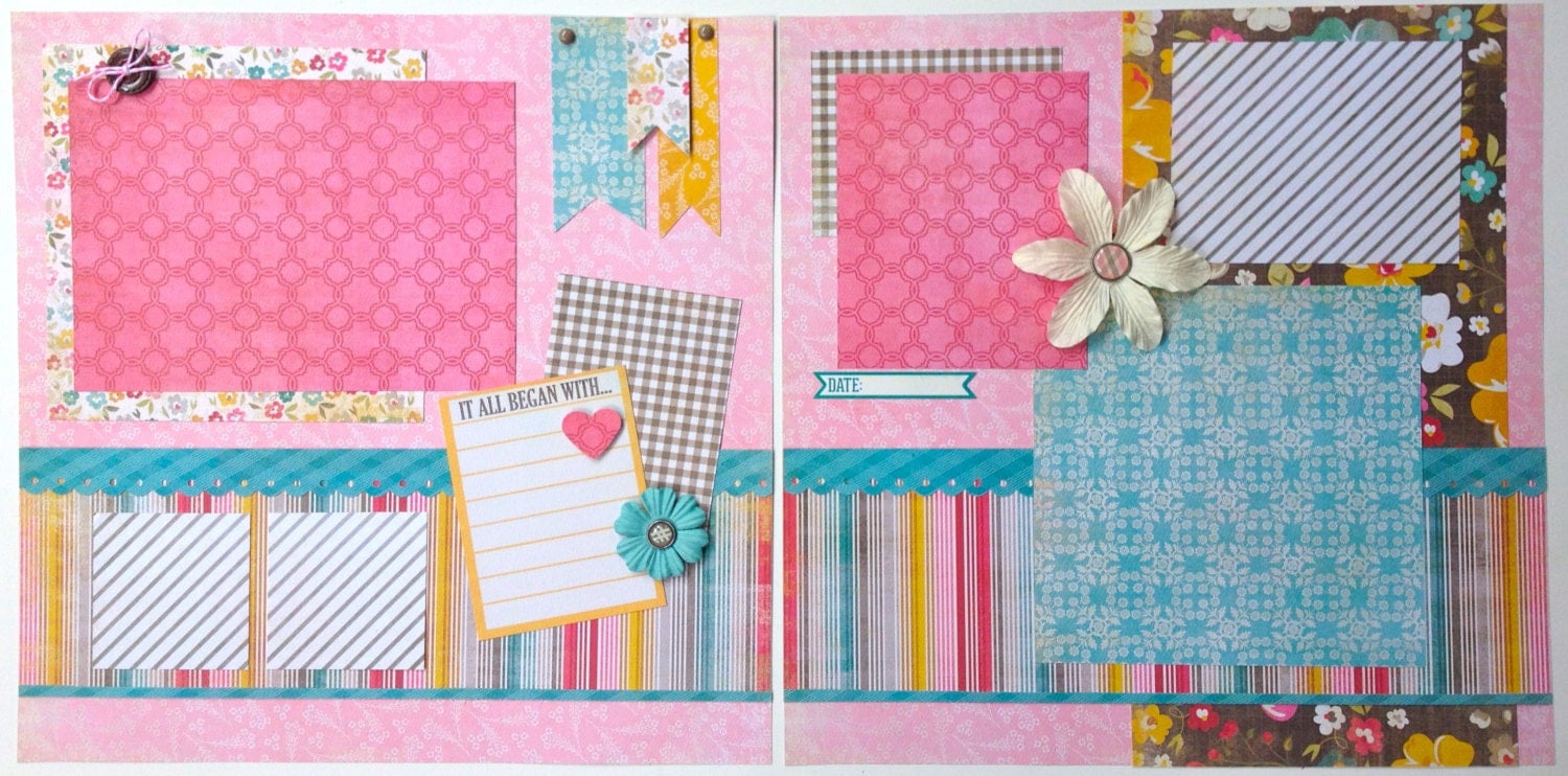 SALE 12x12 Scrapbook Pages for Girl Kit or Premade 2 Pages