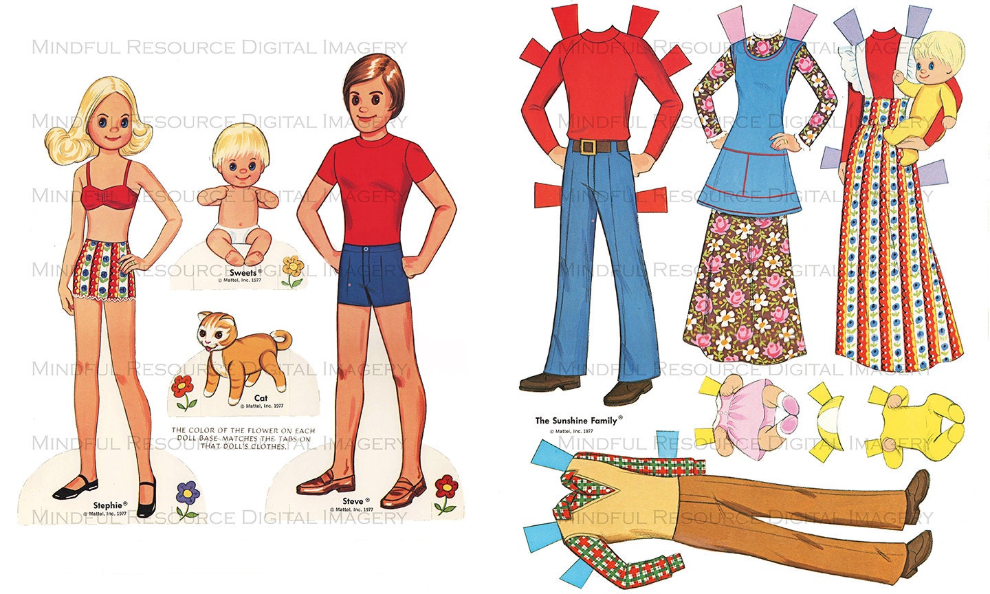 Sunshine Family Vintage Paper Dolls Vintage by mindfulresource