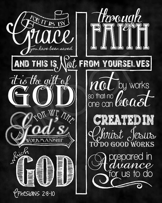 Scripture Art Ephesians 2:8-10 Chalkboard Style