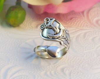 Anchor Spoon Ring, spoon rings, girlfriend ring, military wife gift, nautical rings, Big Little Jewelry, Nautical jewelry, anchor ring