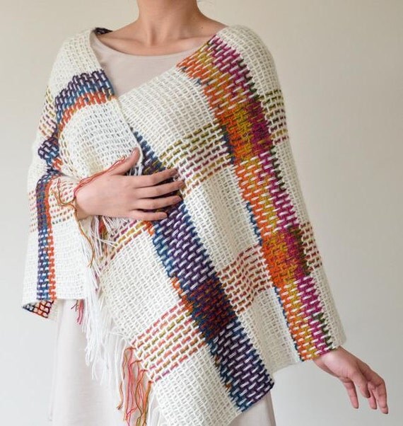 Crochet Plaid Shawl Kilim Cozy Shawl Checkered by ReddApple