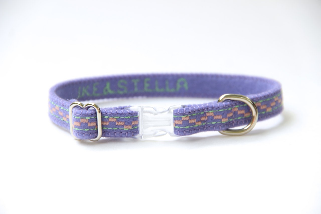 Cat Collar Lavender Pastel Embroidered Adjustable