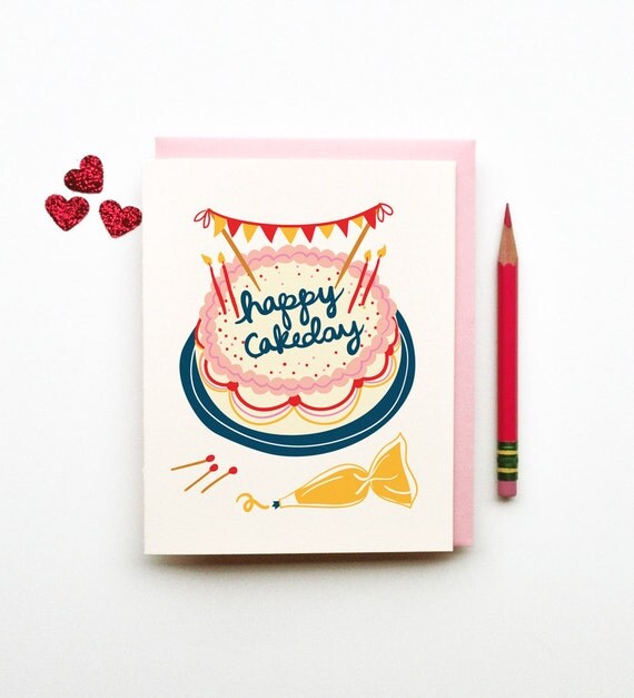 Happy Cakeday Card by littlelow on Etsy