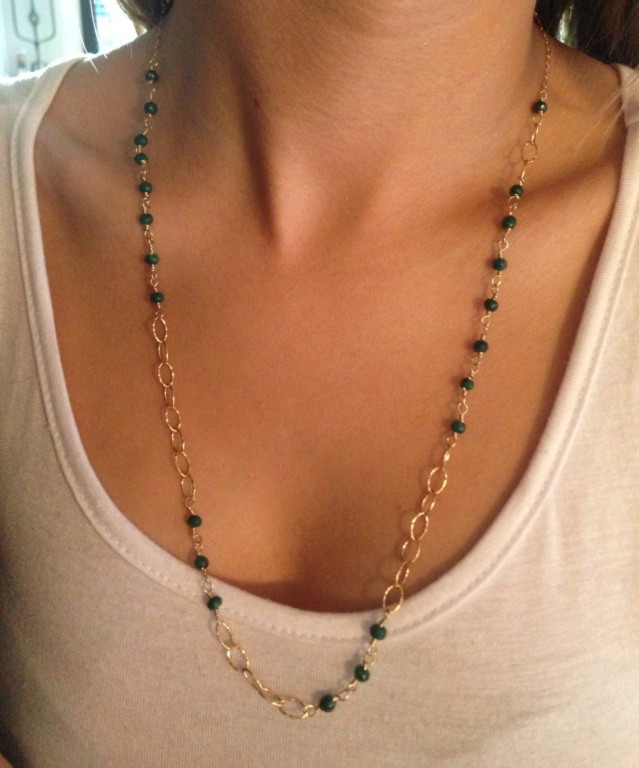 Emerald and Gold Necklace by TheCrownedHeart on Etsy