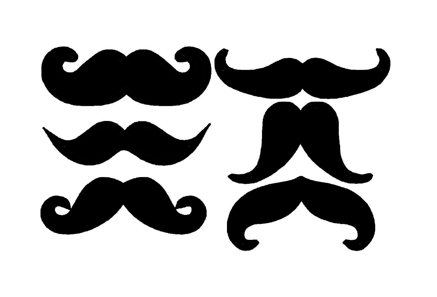 Moustache Mustache Set of 6 Silhouette APPLIQUE. Machine