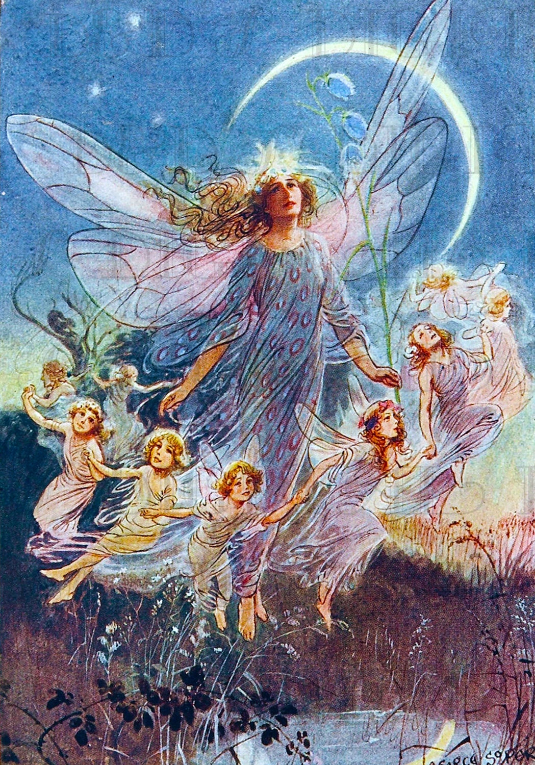 Enchanting Fairy RING Glorious Vintage Fairy Illustration.