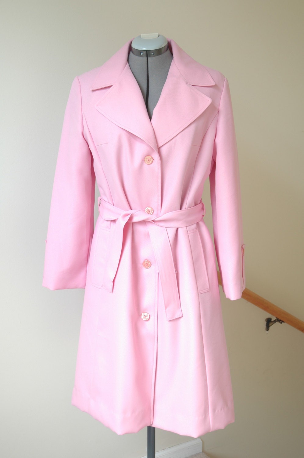 vintage 1970s NPC Fashions pink lined rain coat/jacket