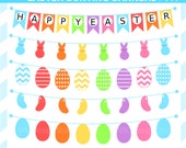 Easter Clip Art - Easter Banners Clip Art - Digital Easter Bunting Banners Clipart - Easter Eggs, Jellybeans, Marshmallow Il_170x135
