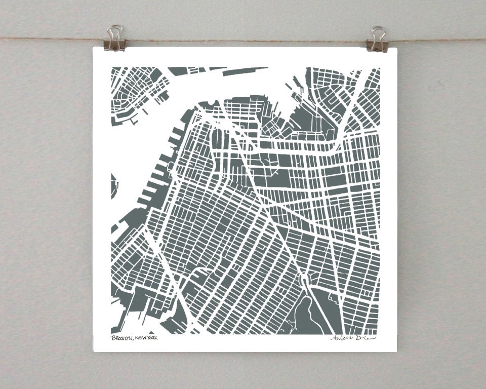 Brooklyn Map Park Slope HandDrawn Map Print of Brooklyn NY