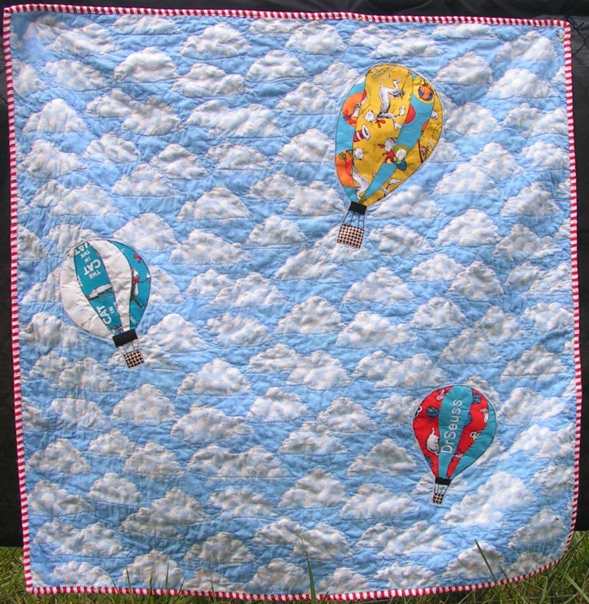 Dr. Seuss hot air balloon quilt Cloud baby by createdbymammy