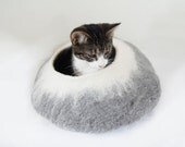 Cat Bed Cave Cocoon House grey white with Free Cat Ball