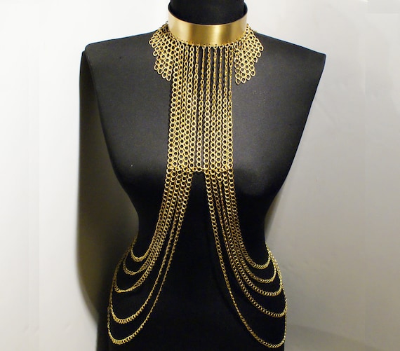 gold body chain body jewelry chain by BeyhanAkman on Etsy