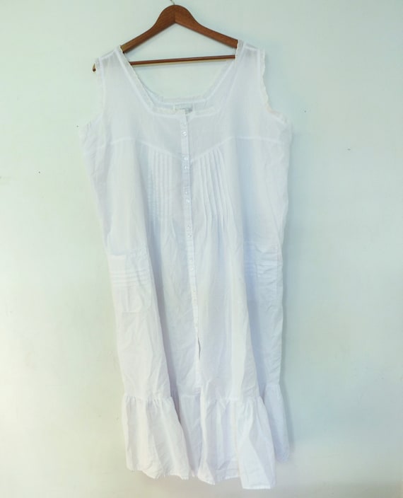 Vintage Ashley Taylor White Cotton Nightgown Lingerie Plus