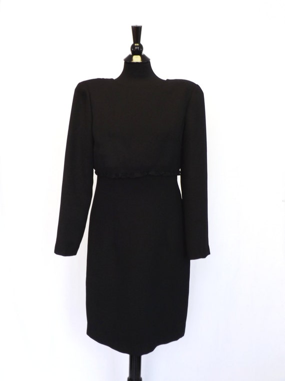 Vintage 90s does 60s Classic Little Black Dress Long Sleeve