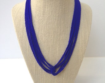Royal blue necklace, seed bead necklace, monaco blue necklace, blue necklace, seed beads , blue beaded necklace, blue seed beads