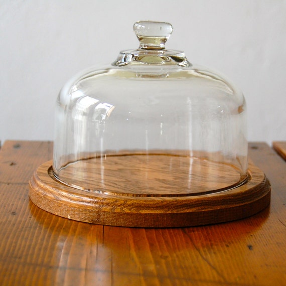 Vintage Cheese Board with Glass Lid Vintage by BrickFarmhouse