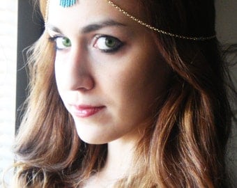 CHAIN HEADPIECE Head Chain, Vintage Head chain, headdress gypsy head piece .