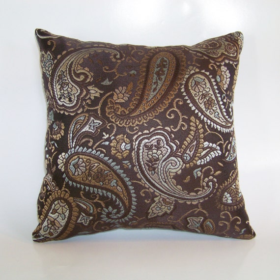 Brown Paisley Accent Pillow