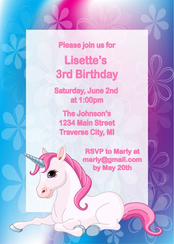 Invitation Anniversaire Licorne