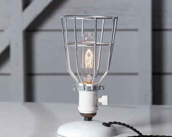 Industrial Desk Lamp - Wire Cage Table Light - Vintage Style