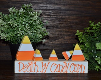 Candy Corn Halloween Decor, Shelf Sitter, Mini Candy Corn Mantle Decoration, Primitive Halloween Decorations, Candy Corn Block Set