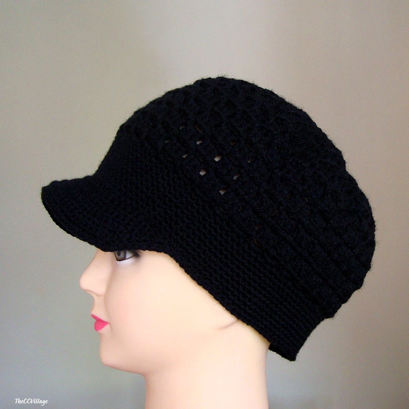 Black Crochet Women Hat crochet Teen Hats crochet woman Cap