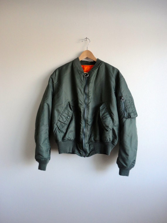 Reversible Bomber Jacket Army Green and Hunting Orange