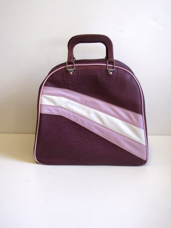 Vintage Purple Striped Bowling Ball Bag