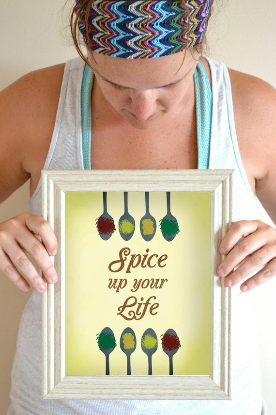 Items similar to Kitchen Art Print, Spice Up Your Life Quote, Digital