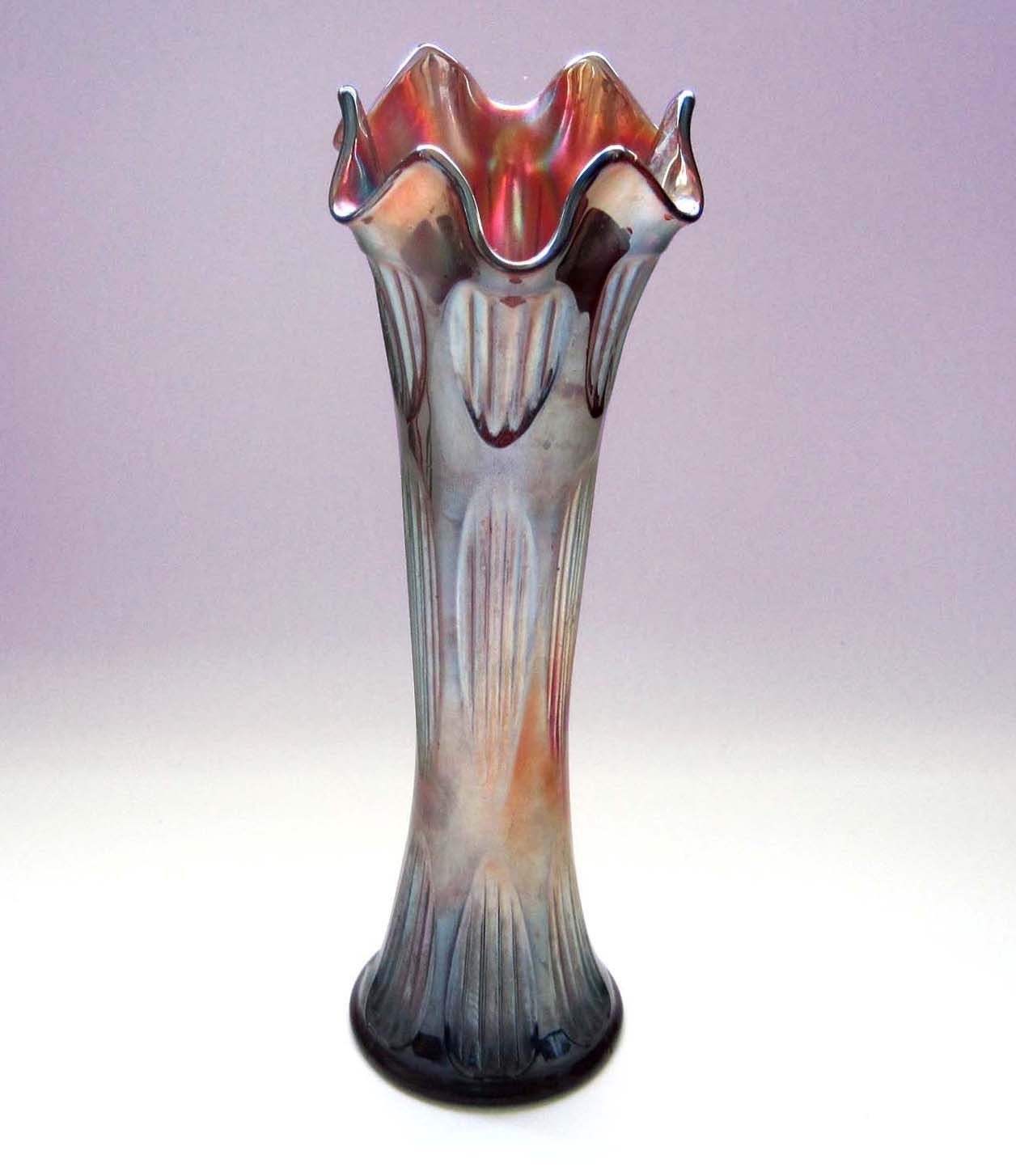 Vintage Fenton Carnival Glass Vase Diamond and Rib Amethyst