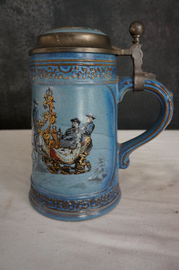 Gerz West German Blue Beer Stein 94 Zinn by UncleTio on Etsy