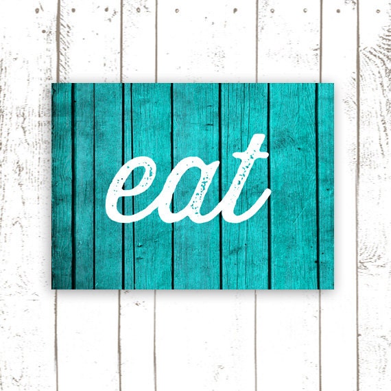 Kitchen Art Print Turquoise Wall Decor Wood by MooseberryPaperCo