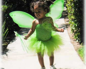 SALE! Tinkerbell Tutu Green Fairy Costume including wings and wand