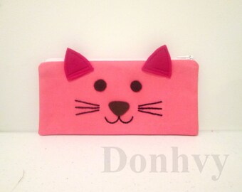 Personalized Cat Pencil Case. Pencil Case for Kids. Pencil Pouch.