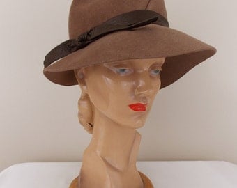 1970's Brown Wool Felted Velour Fedora