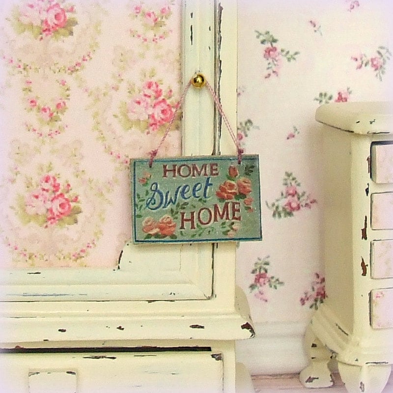 Dollhouse Miniature Home Sweet Home Sign by sarahslilessentials