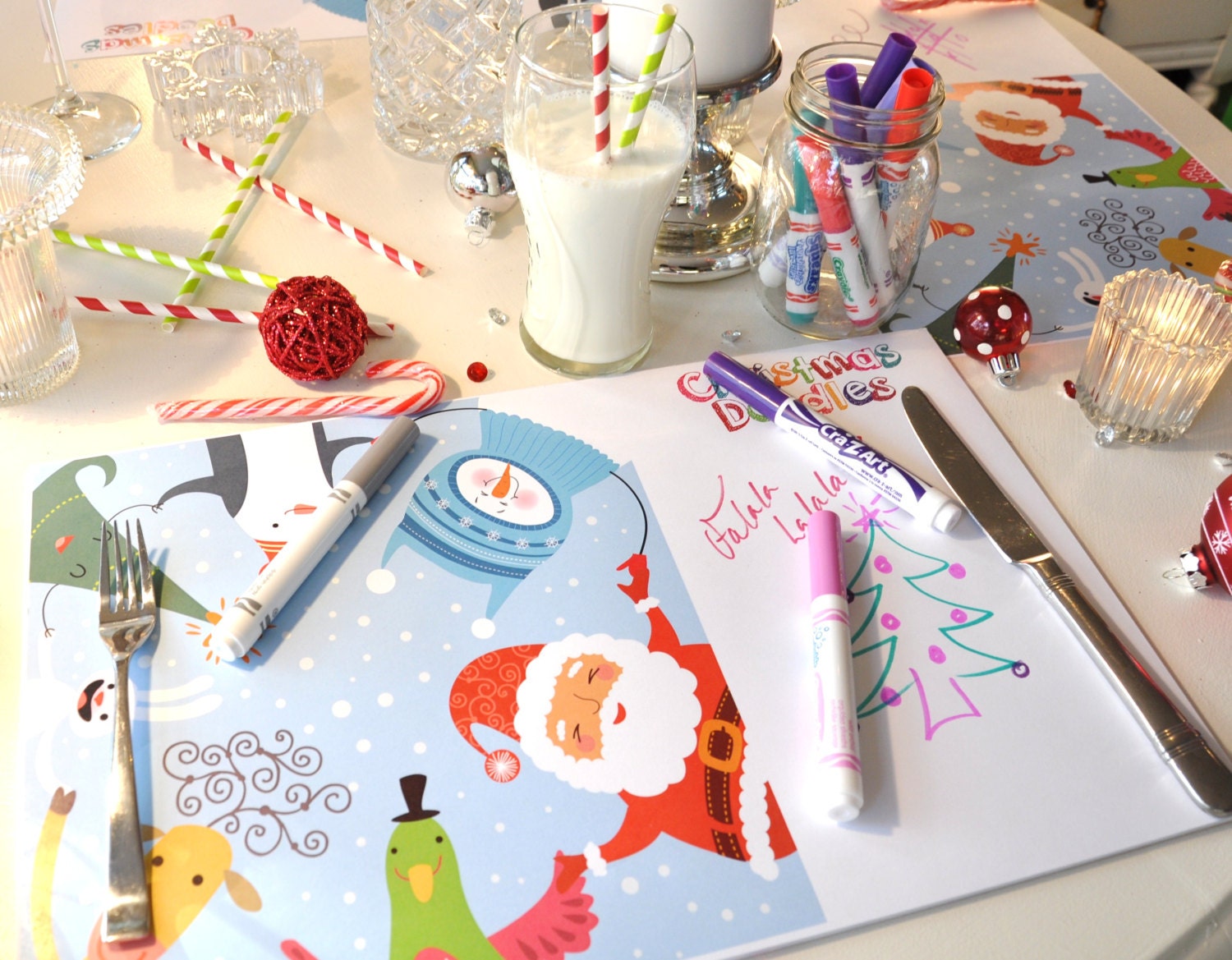 Paper Placemats for Christmas Holidays Set fun table by TIPgifts