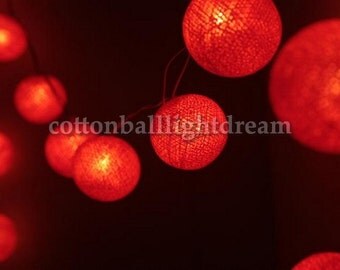 orange color cotton balls string lights holiday,party,decorate 20 lanterns.