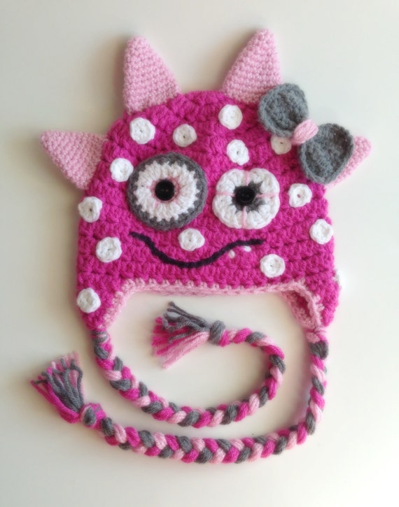 Items similar to Monster hat, girl winter hat, Christmas gift girl,knit