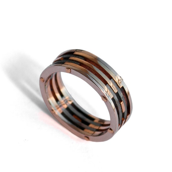 Rose Gold And Black Mens Wedding Band Gold wedding band, men's 18k