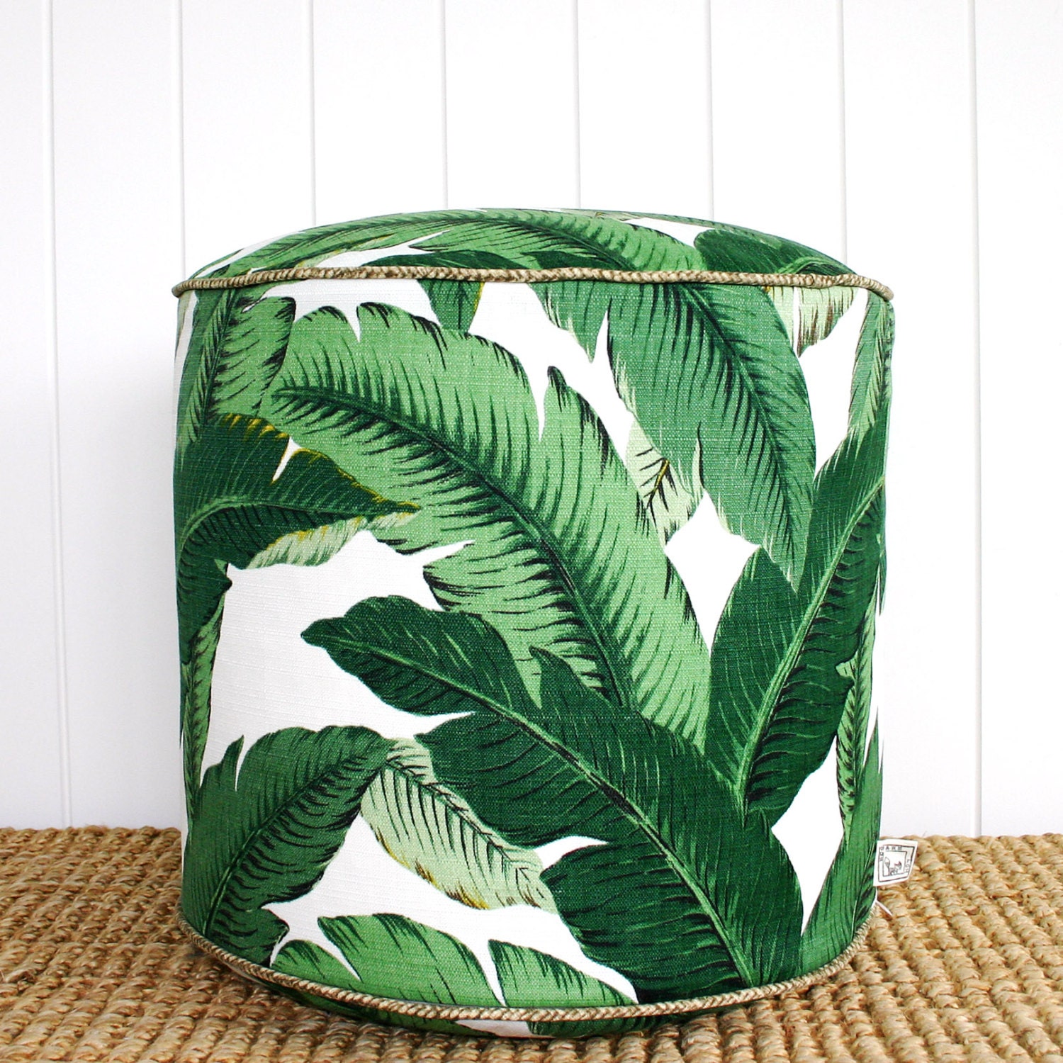 Square Fox Green Palm outdoor pouf ottoman floor seat Round