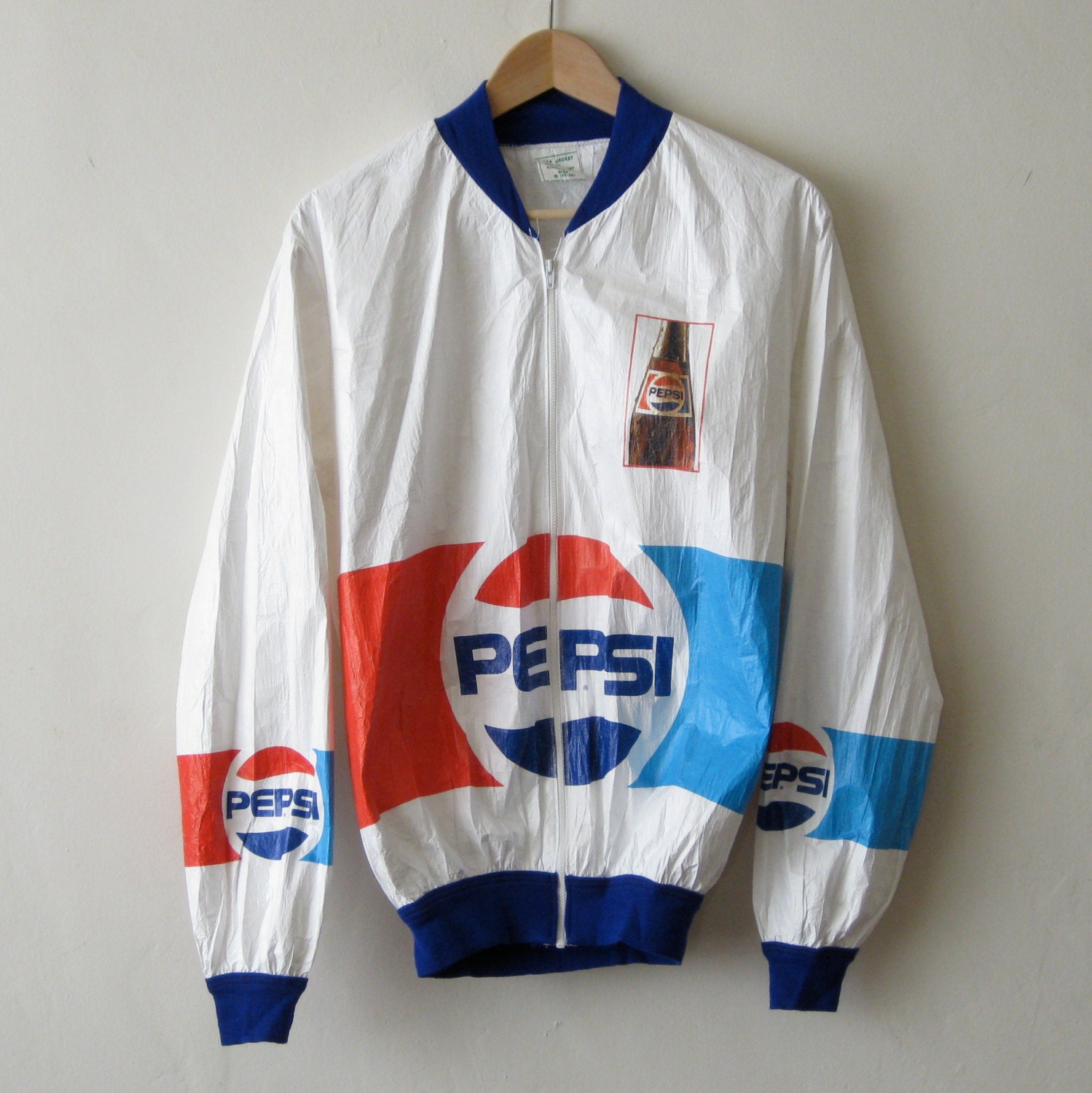 VTG 1980s Pepsi Allover Print Tyvek Jacket Sz. M Medium Cola