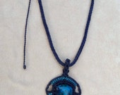 Macrame necklace with Crisocola (natural stone)